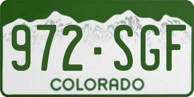 CO license plate 972SGF