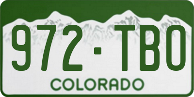 CO license plate 972TBO