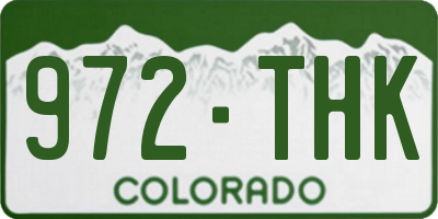 CO license plate 972THK