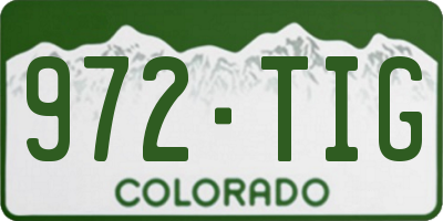 CO license plate 972TIG
