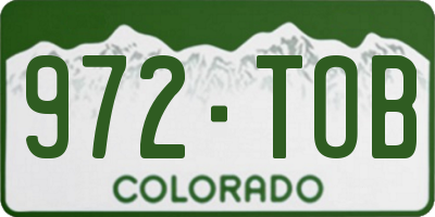 CO license plate 972TOB