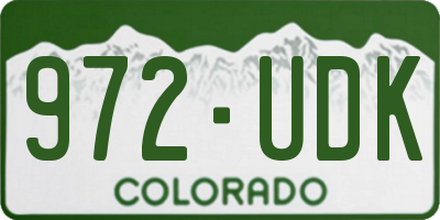 CO license plate 972UDK