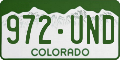 CO license plate 972UND