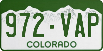 CO license plate 972VAP