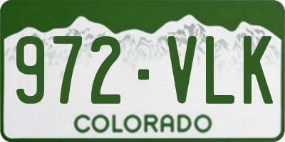 CO license plate 972VLK