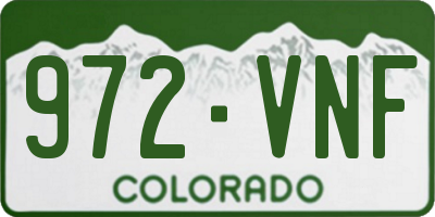 CO license plate 972VNF