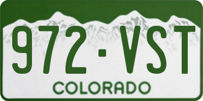 CO license plate 972VST