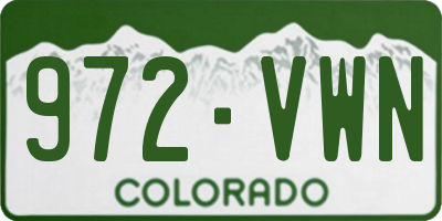CO license plate 972VWN