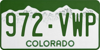 CO license plate 972VWP