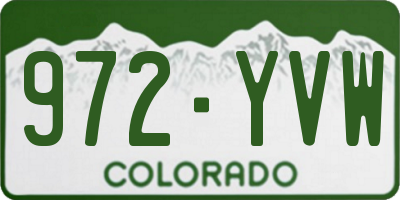 CO license plate 972YVW