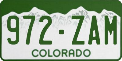 CO license plate 972ZAM