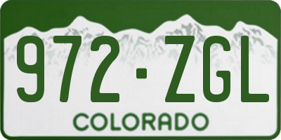 CO license plate 972ZGL