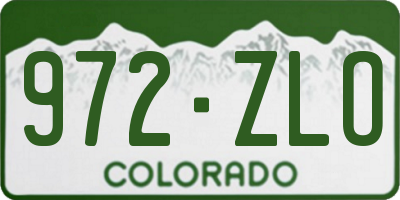 CO license plate 972ZLO