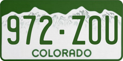 CO license plate 972ZOU