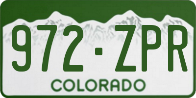 CO license plate 972ZPR