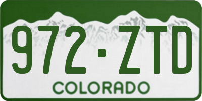 CO license plate 972ZTD