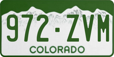 CO license plate 972ZVM