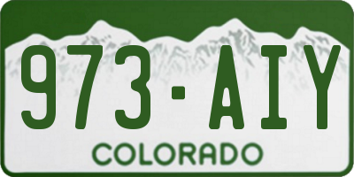 CO license plate 973AIY