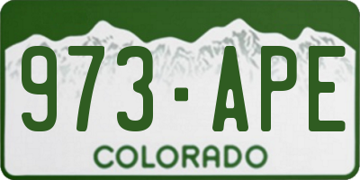 CO license plate 973APE
