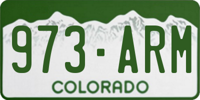 CO license plate 973ARM