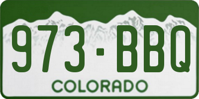 CO license plate 973BBQ
