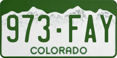 CO license plate 973FAY