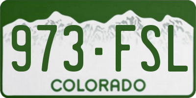 CO license plate 973FSL