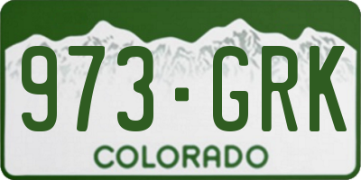 CO license plate 973GRK