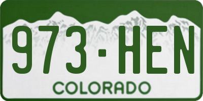 CO license plate 973HEN