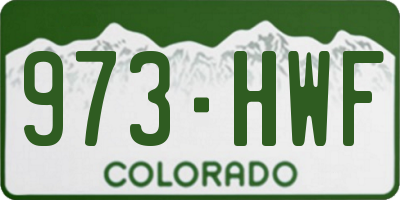 CO license plate 973HWF