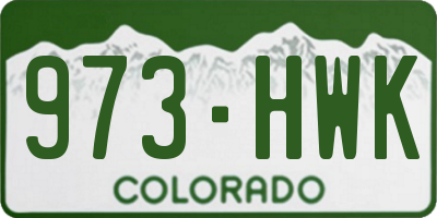 CO license plate 973HWK