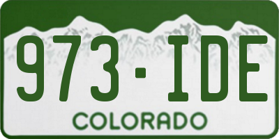 CO license plate 973IDE