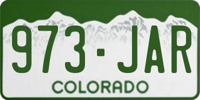 CO license plate 973JAR