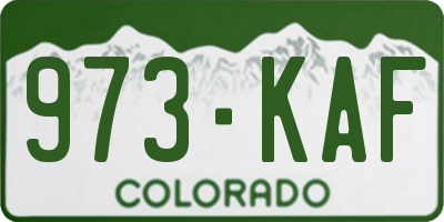 CO license plate 973KAF