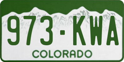 CO license plate 973KWA