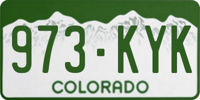 CO license plate 973KYK