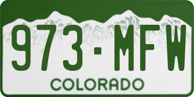 CO license plate 973MFW