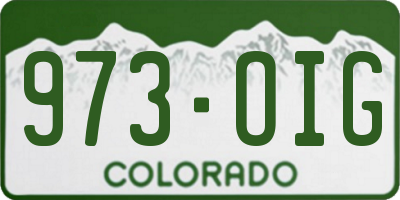 CO license plate 973OIG