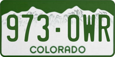CO license plate 973OWR
