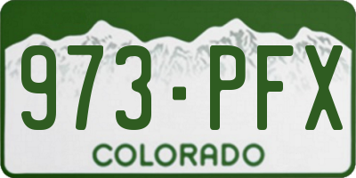 CO license plate 973PFX