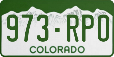 CO license plate 973RPO