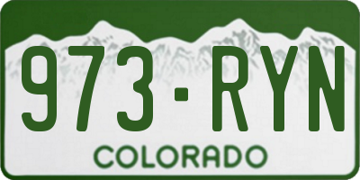 CO license plate 973RYN