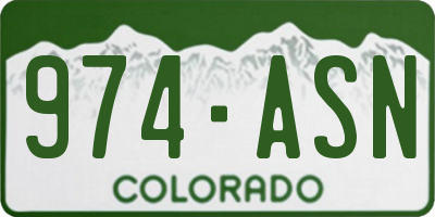 CO license plate 974ASN
