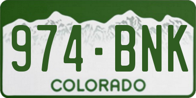 CO license plate 974BNK