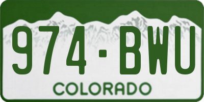 CO license plate 974BWU