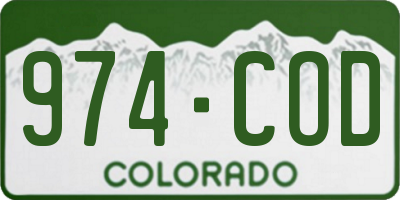 CO license plate 974COD