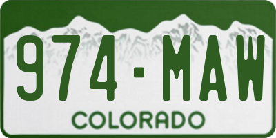 CO license plate 974MAW