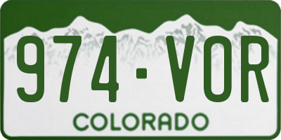 CO license plate 974VOR