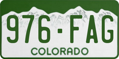 CO license plate 976FAG
