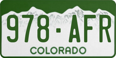 CO license plate 978AFR